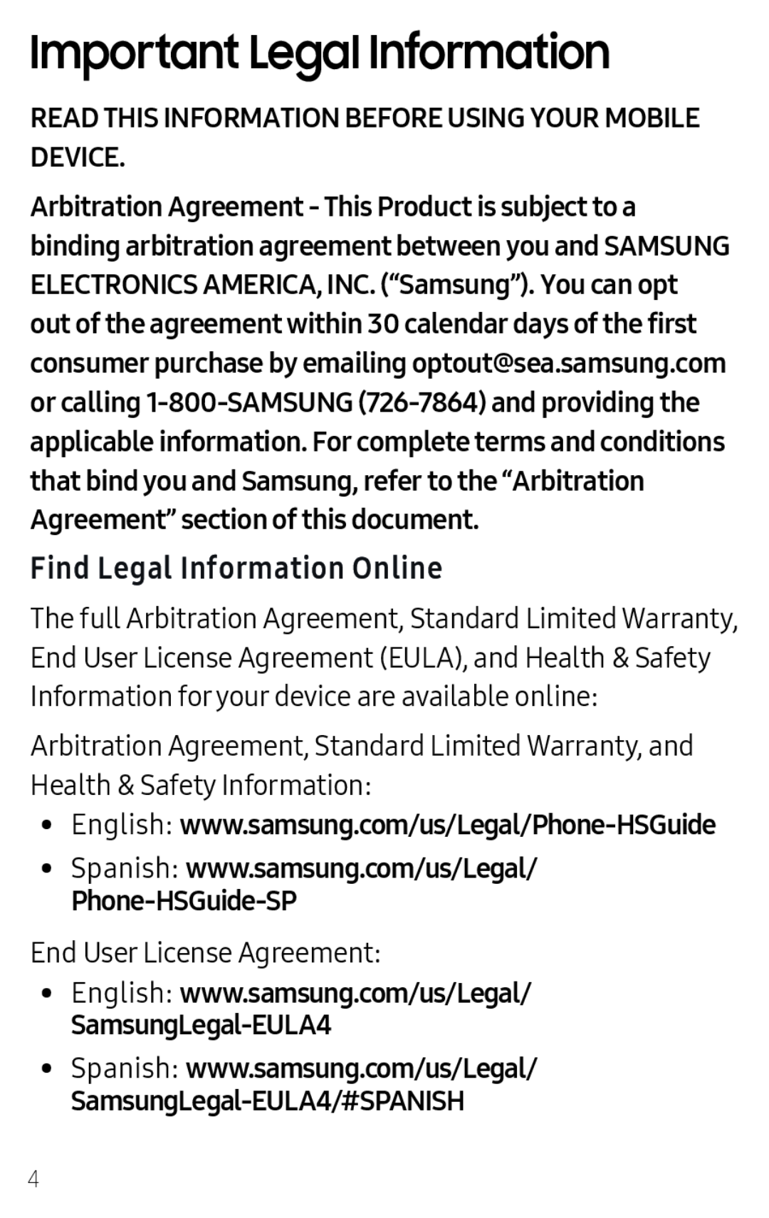 Important Legal Information Galaxy J7 2018 AT&T