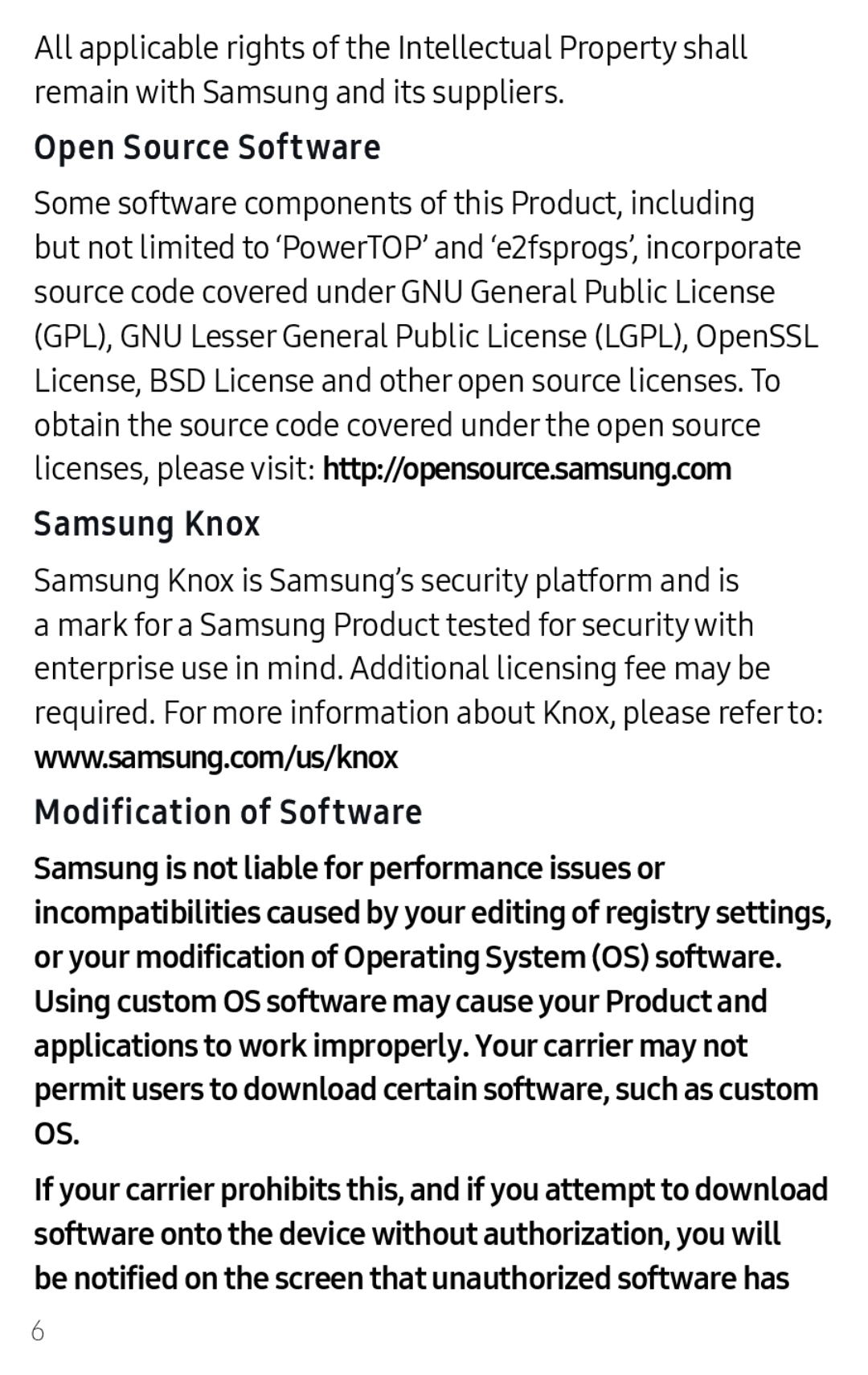 Open Source Software Galaxy J7 2018 AT&T