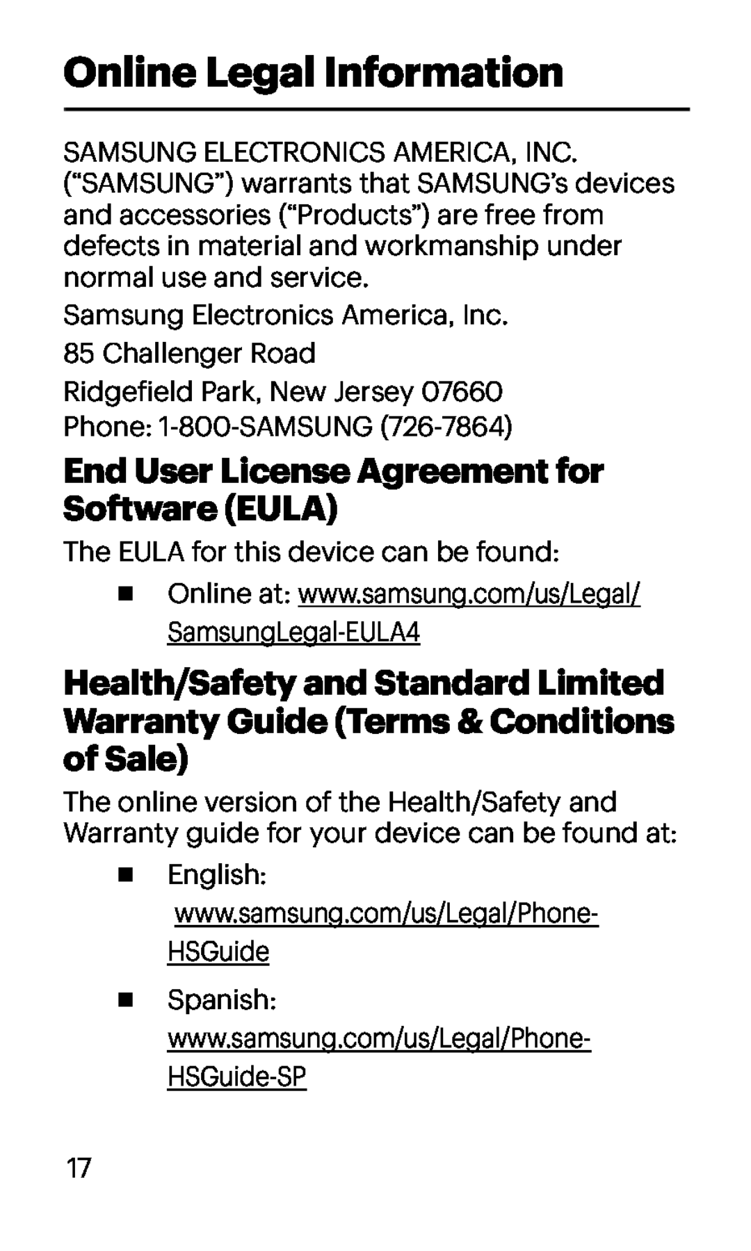 Warranty Guide (Terms & Conditions J7 Perx Virgin Mobile