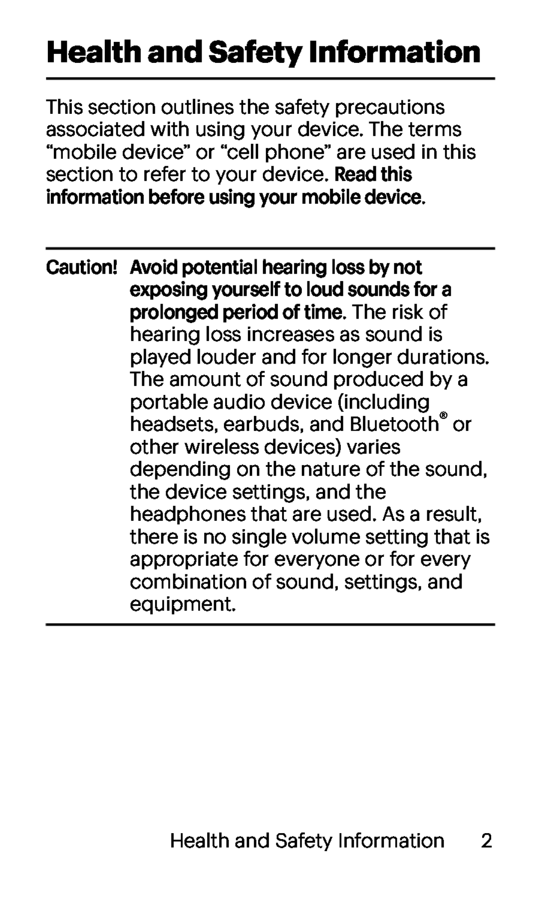 Health and Safety Information