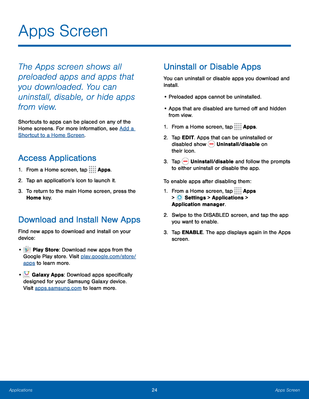 Access Applications Download and Install New Apps