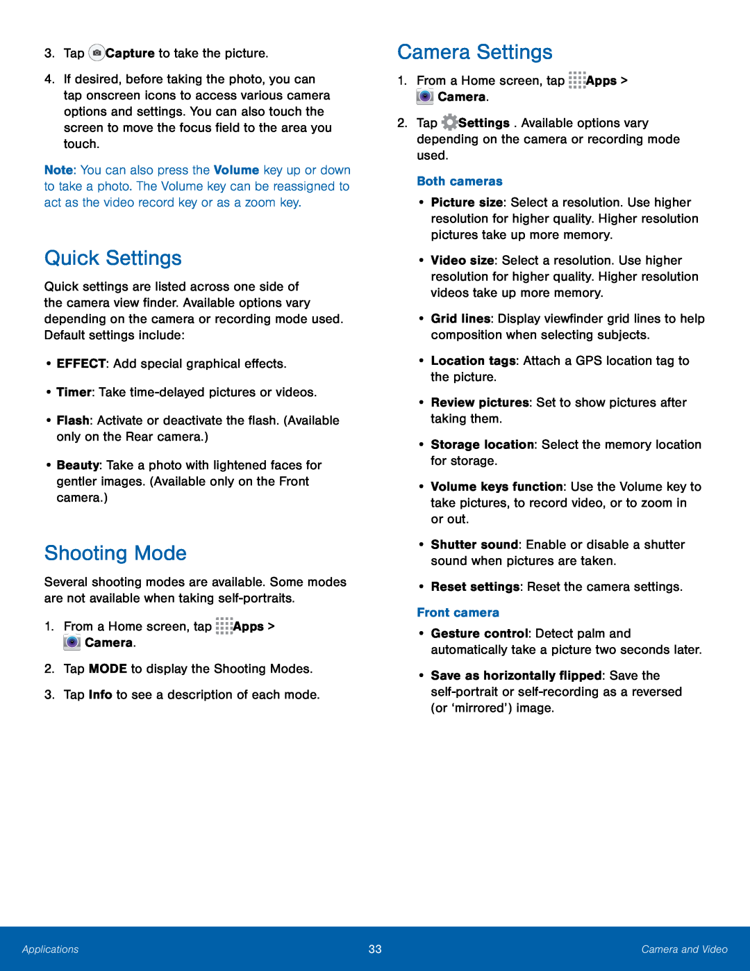 Shooting Mode Camera Settings