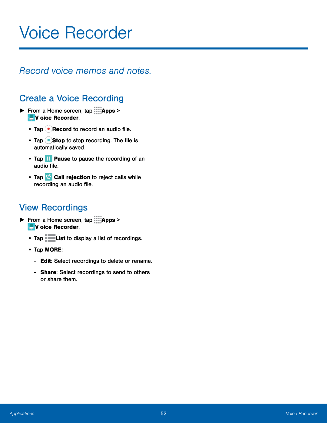 Record voice memos and notes Create a Voice Recording