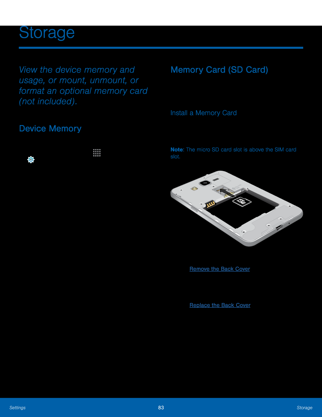 Install a Memory Card Galaxy Core Prime Metro PCS