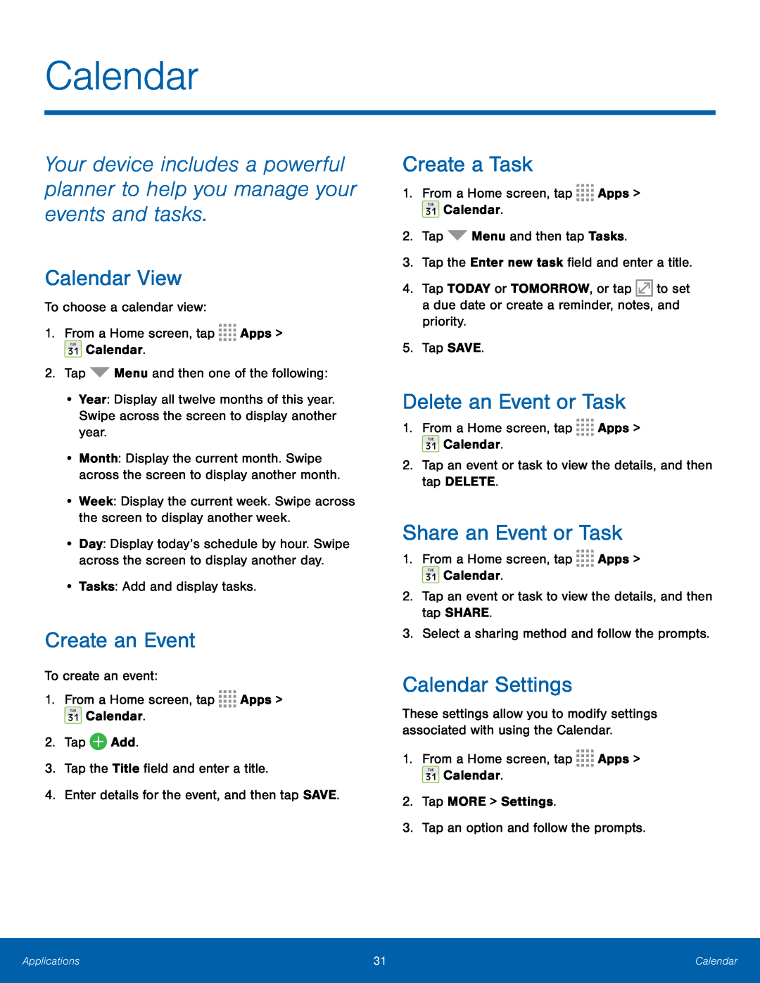 Calendar Settings Galaxy Core Prime T-Mobile