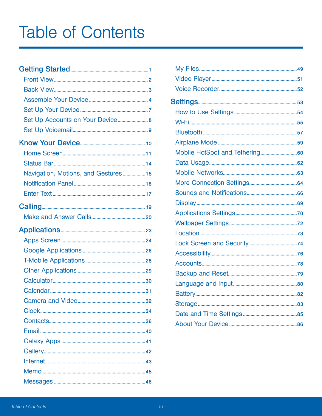 Navigation, Motions, and Gestures Galaxy Core Prime T-Mobile