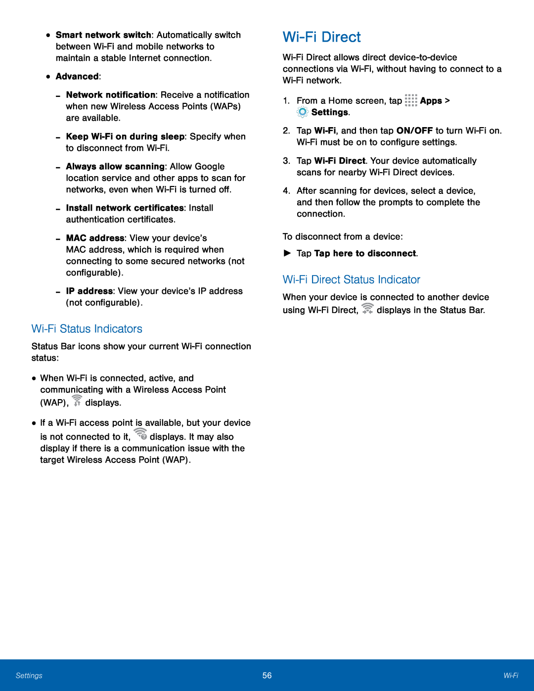 Wi-FiStatus Indicators Galaxy Core Prime T-Mobile