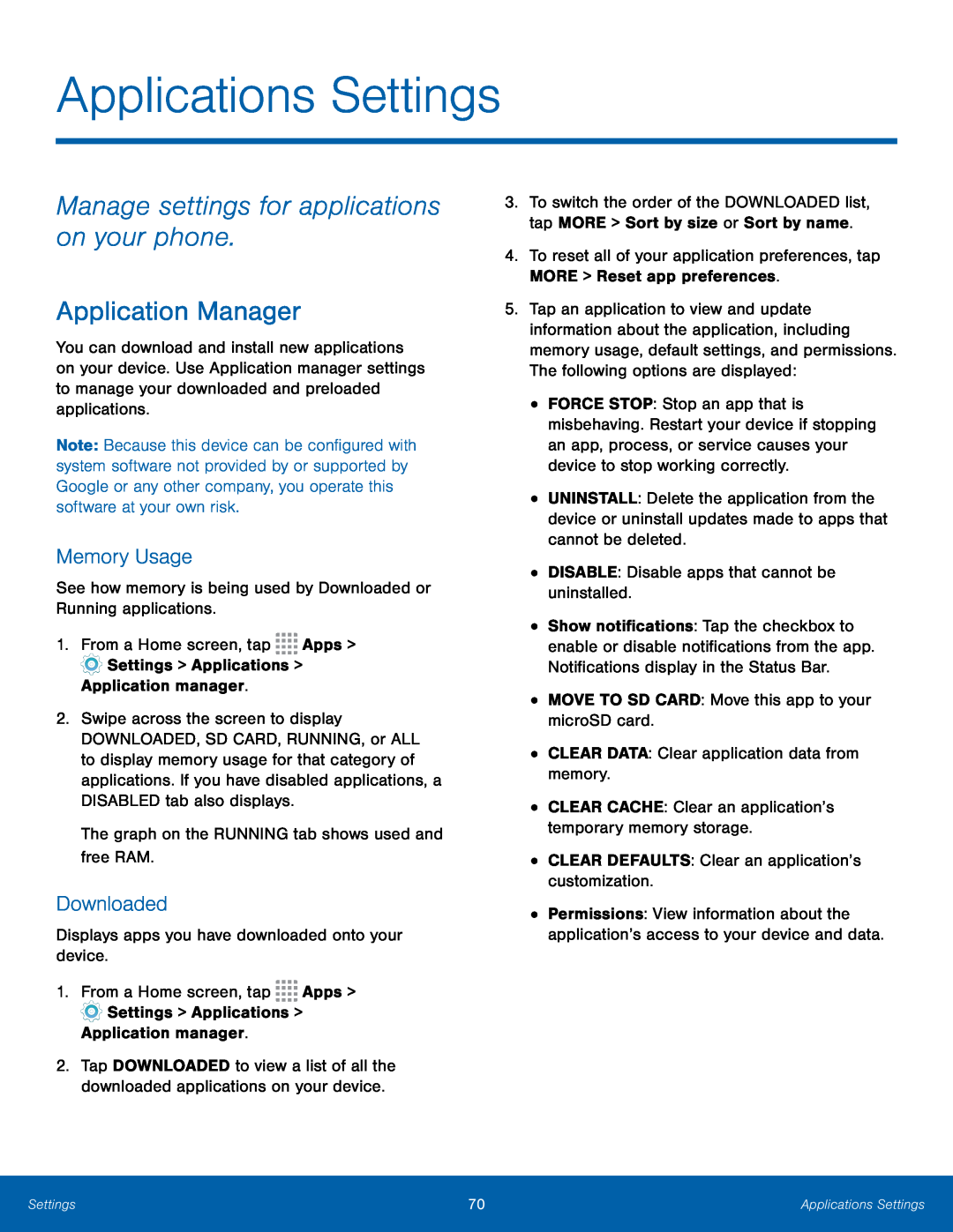 Application Manager Galaxy Core Prime T-Mobile