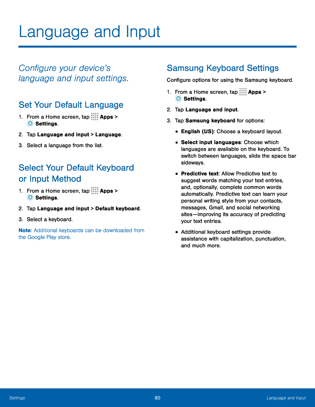 Samsung Keyboard Settings Galaxy Core Prime T-Mobile