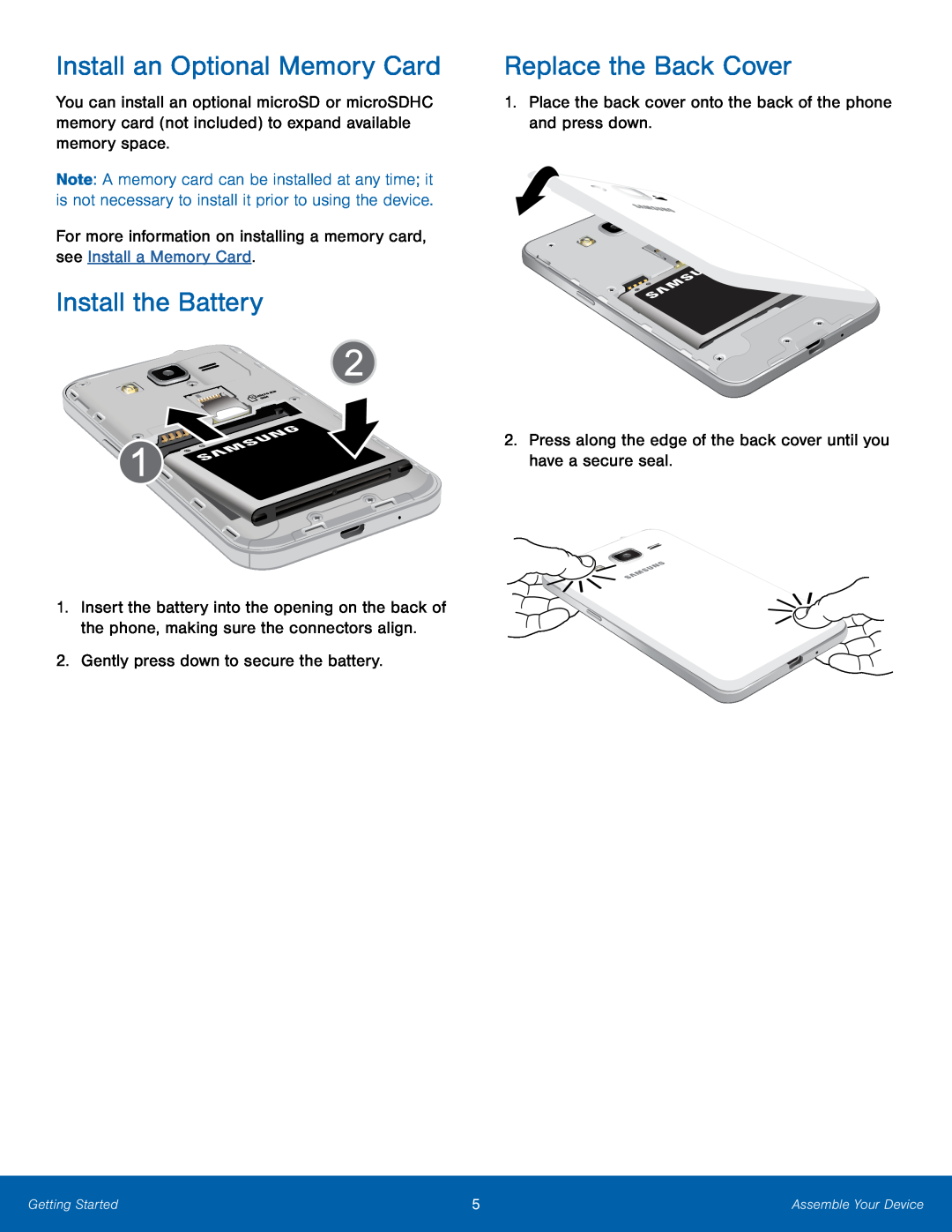 Install an Optional Memory Card Galaxy Core Prime T-Mobile