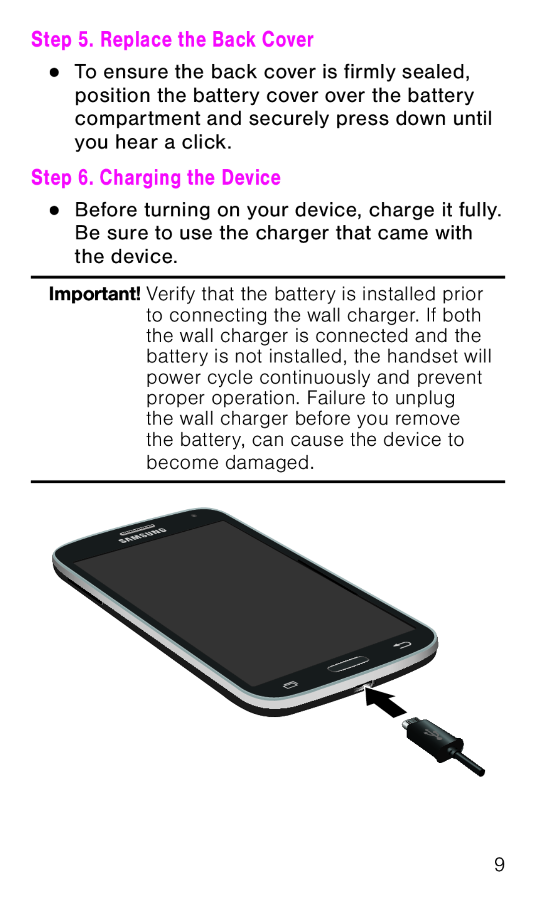 Step 6. Charging the Device Galaxy Avant T-Mobile