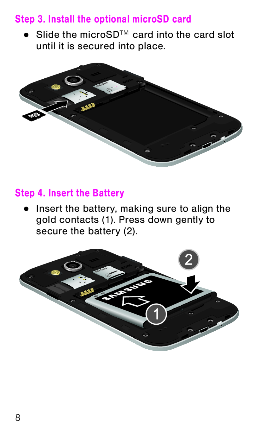 Step 3. Install the optional microSD card Galaxy Avant T-Mobile