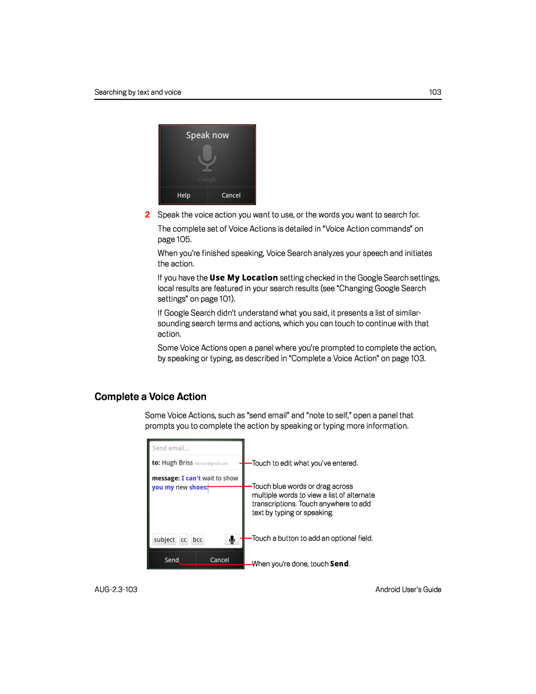 Complete a Voice Action Google Nexus S AT&T