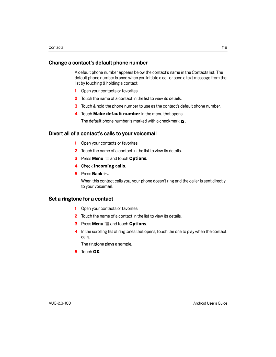 Change a contact’s default phone number Google Nexus S AT&T