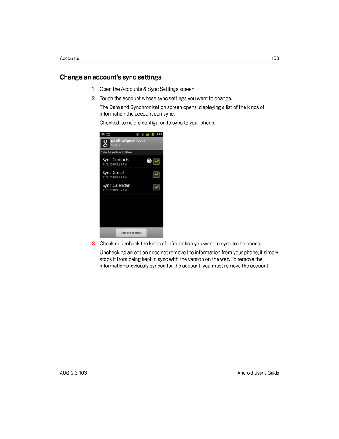 Change an account’s sync settings Google Nexus S AT&T