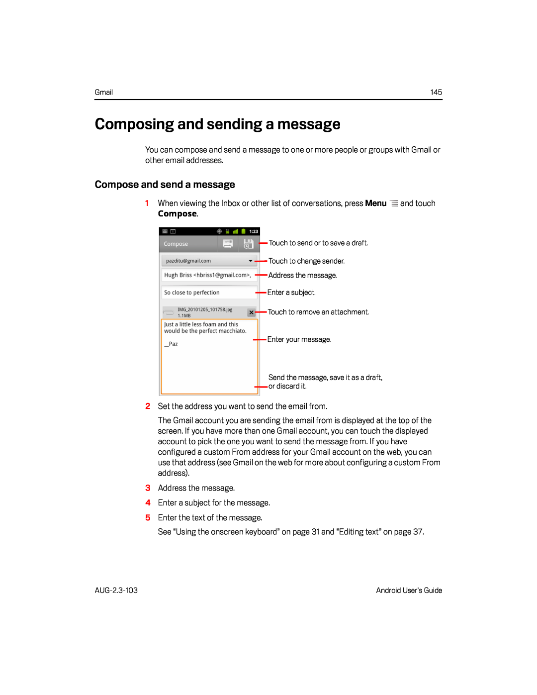 Composing and sending a message Google Nexus S AT&T