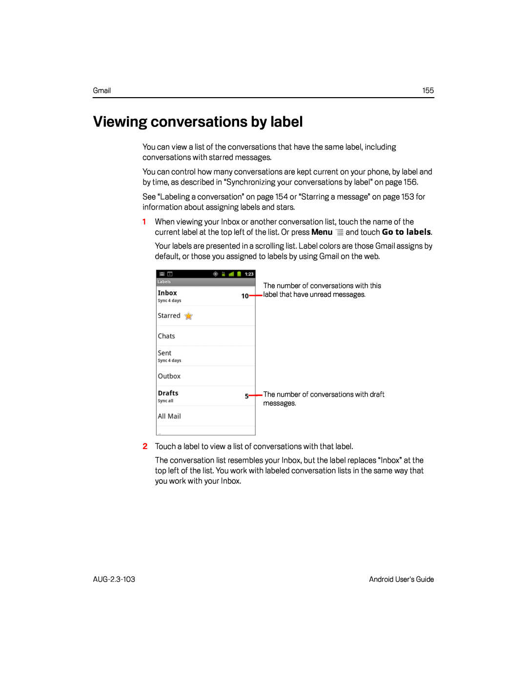 Viewing conversations by label Google Nexus S AT&T