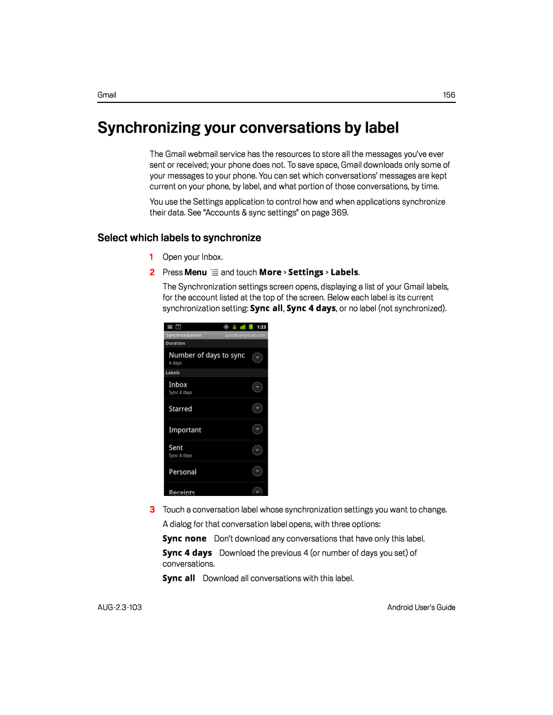 Synchronizing your conversations by label Google Nexus S AT&T