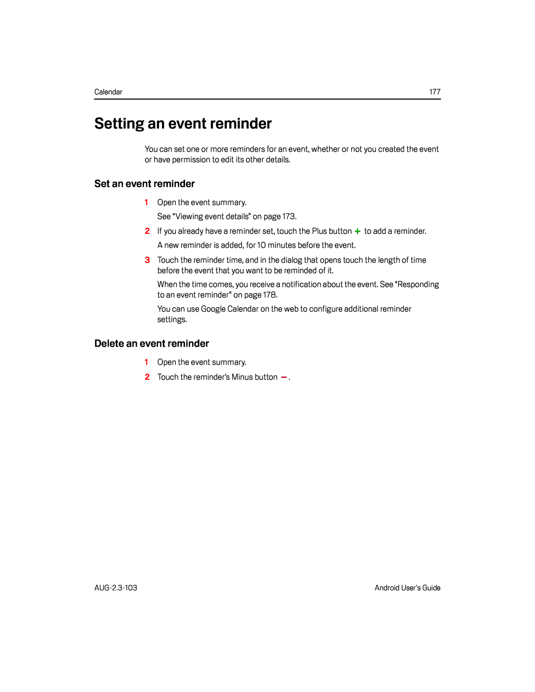 Setting an event reminder Google Nexus S AT&T