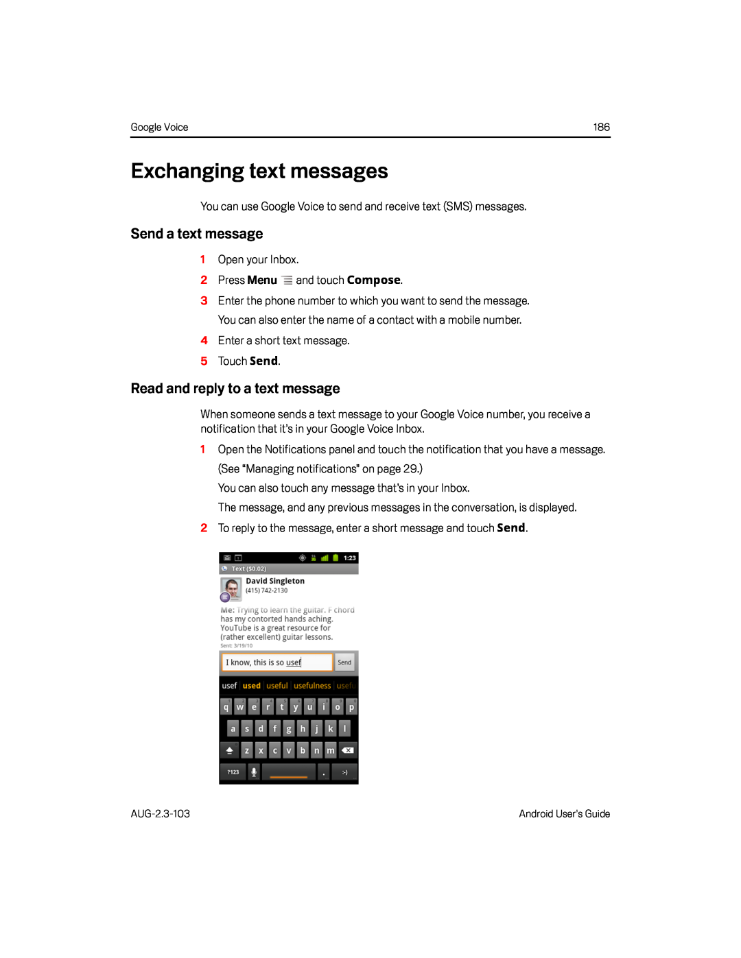 Exchanging text messages Google Nexus S AT&T