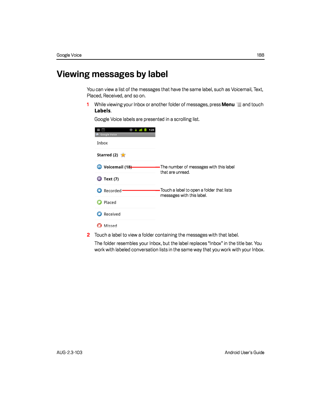 Viewing messages by label Google Nexus S AT&T