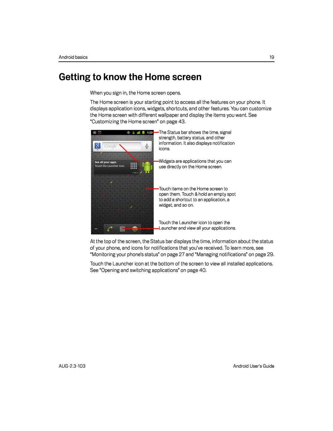 Getting to know the Home screen Google Nexus S AT&T