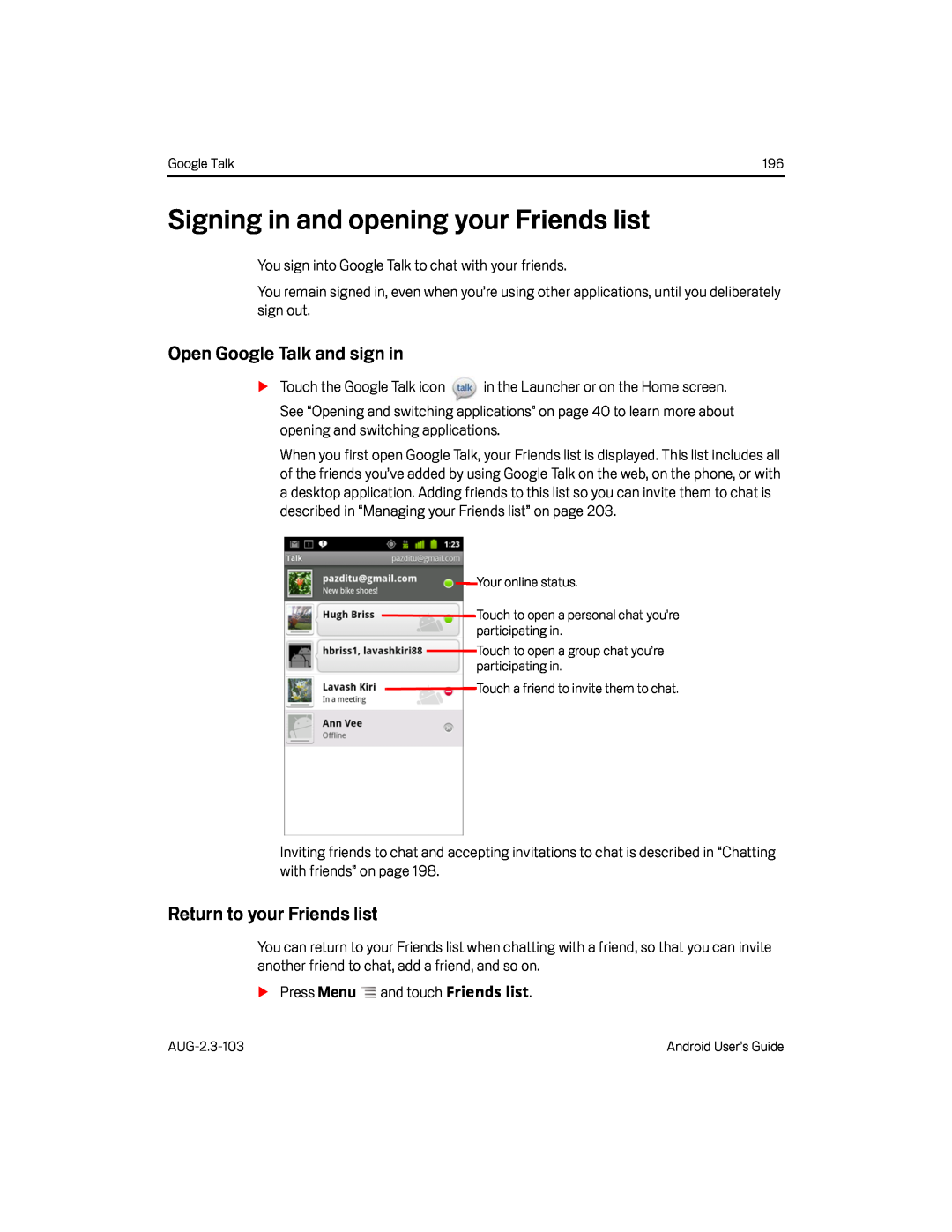 Signing in and opening your Friends list Google Nexus S AT&T