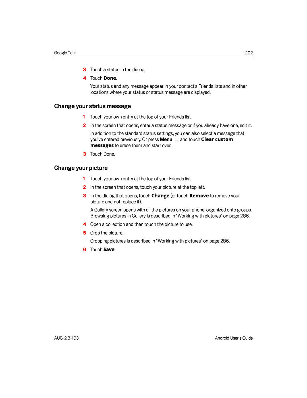 Change your status message Google Nexus S AT&T