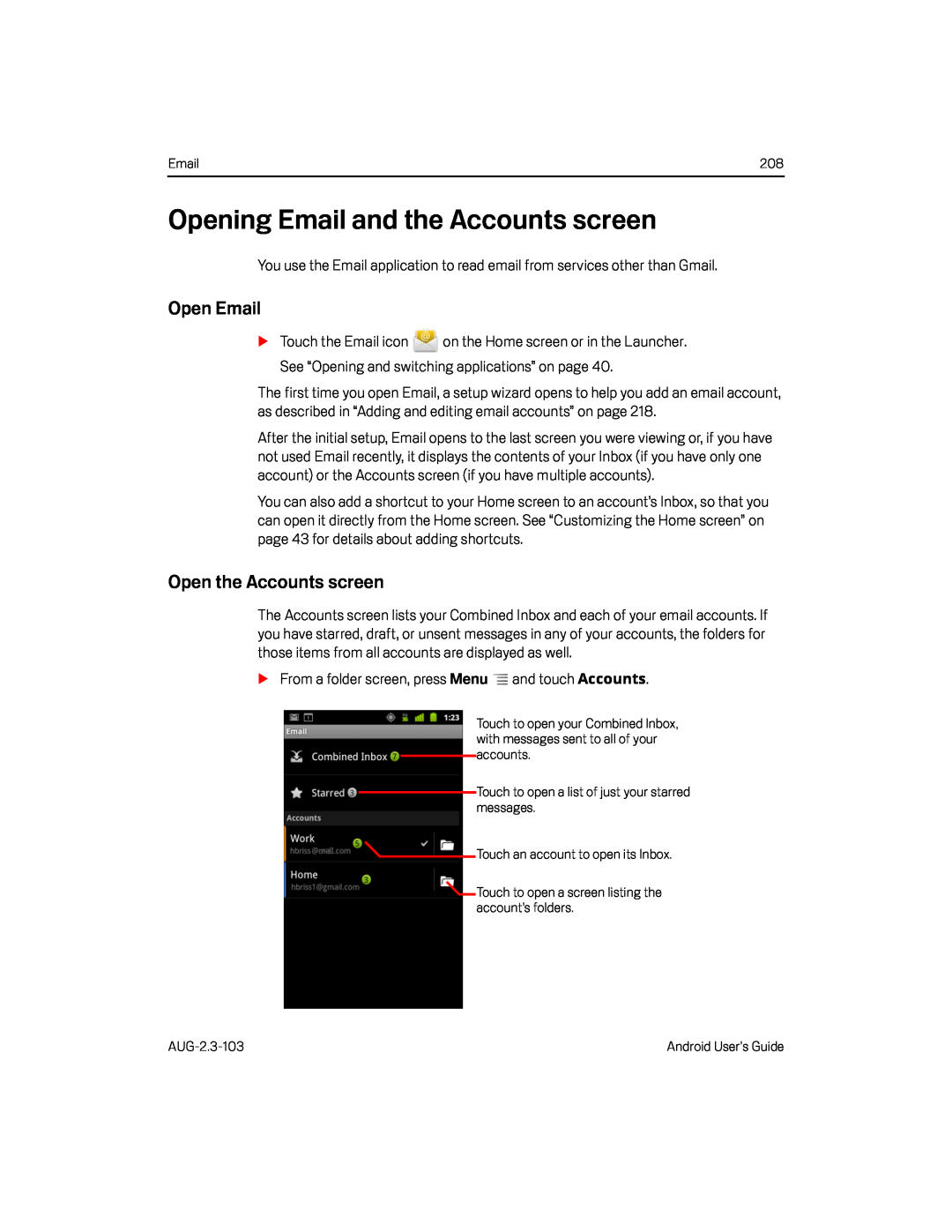 Open the Accounts screen Google Nexus S AT&T