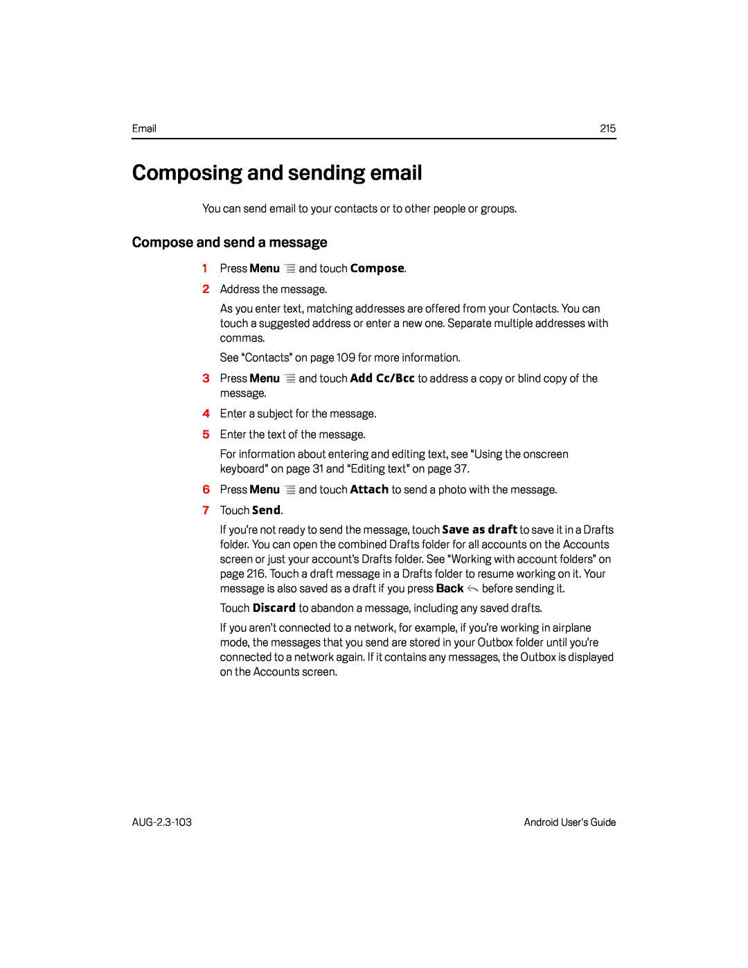 Composing and sending email Google Nexus S AT&T