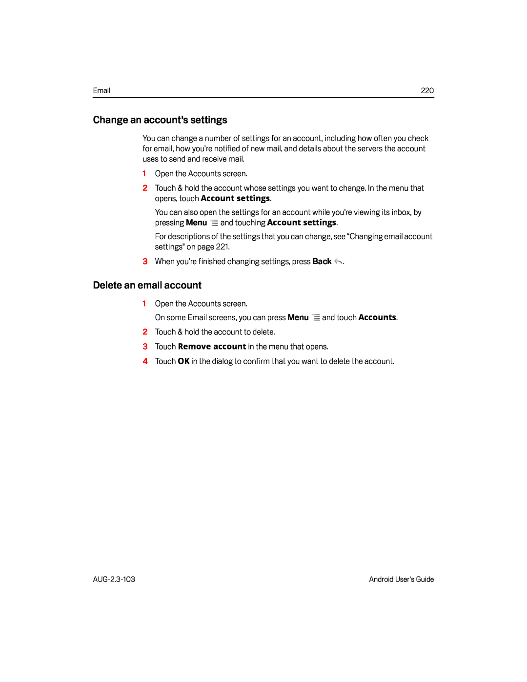 Change an account’s settings Google Nexus S AT&T