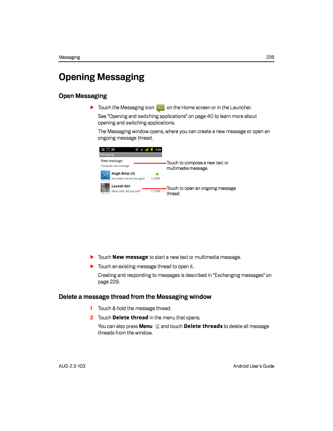 Opening Messaging Google Nexus S AT&T