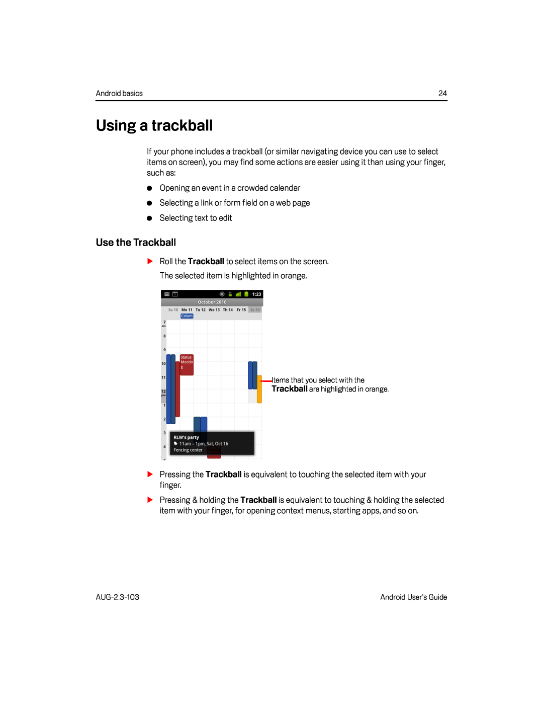 Using a trackball Google Nexus S AT&T