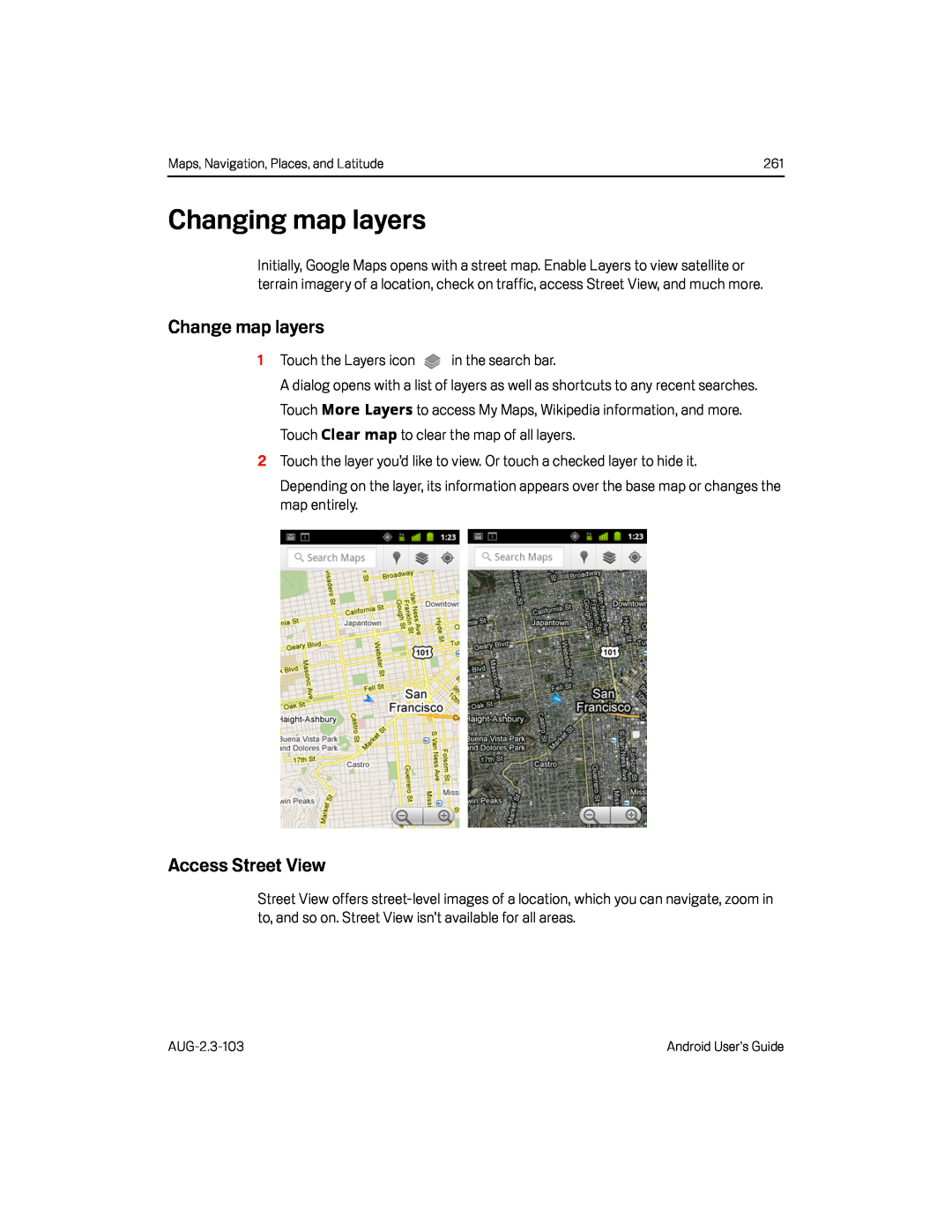 Changing map layers Google Nexus S AT&T