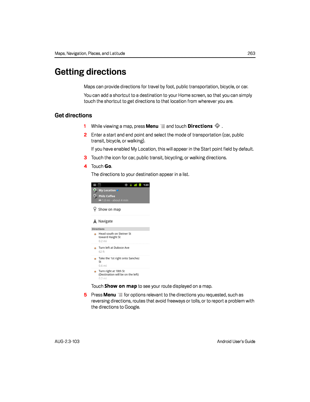 Getting directions Google Nexus S AT&T