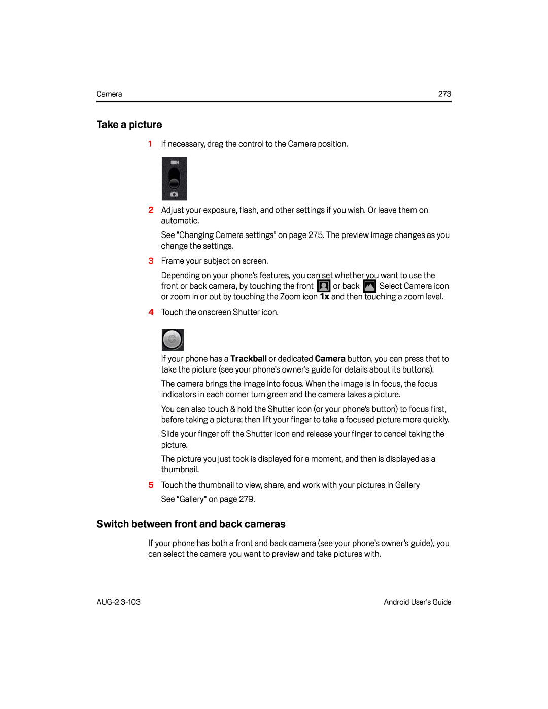 Switch between front and back cameras Google Nexus S AT&T