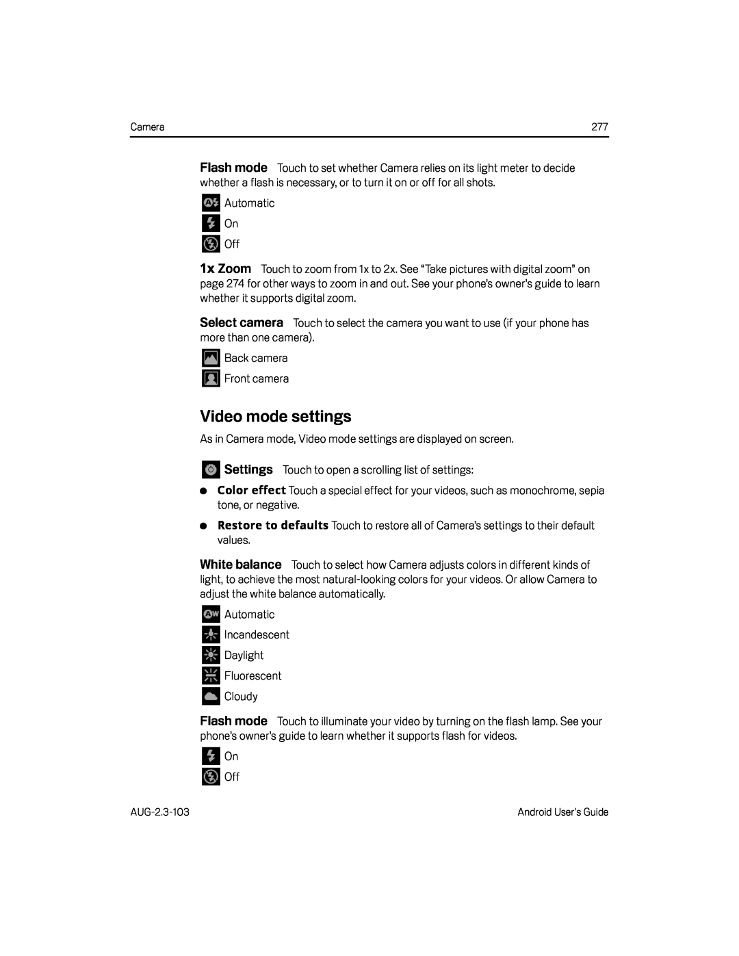 Video mode settings Google Nexus S AT&T