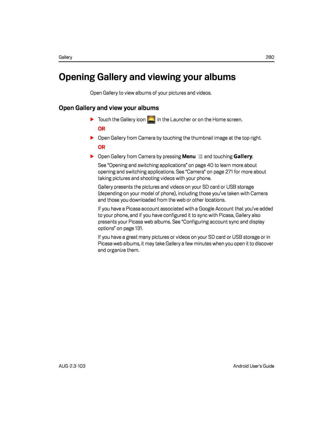 Open Gallery and view your albums Google Nexus S AT&T