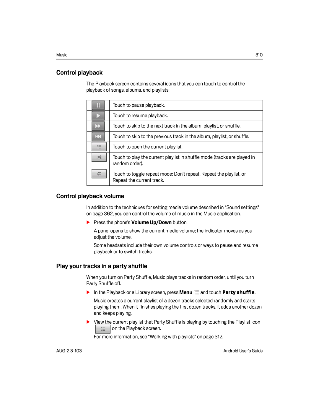 Control playback volume Google Nexus S AT&T