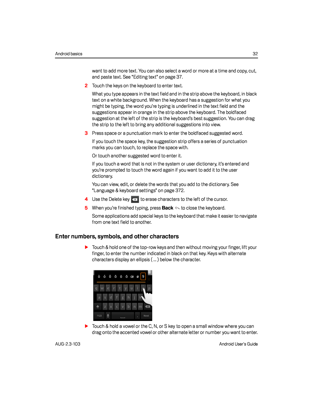 Enter numbers, symbols, and other characters Google Nexus S AT&T