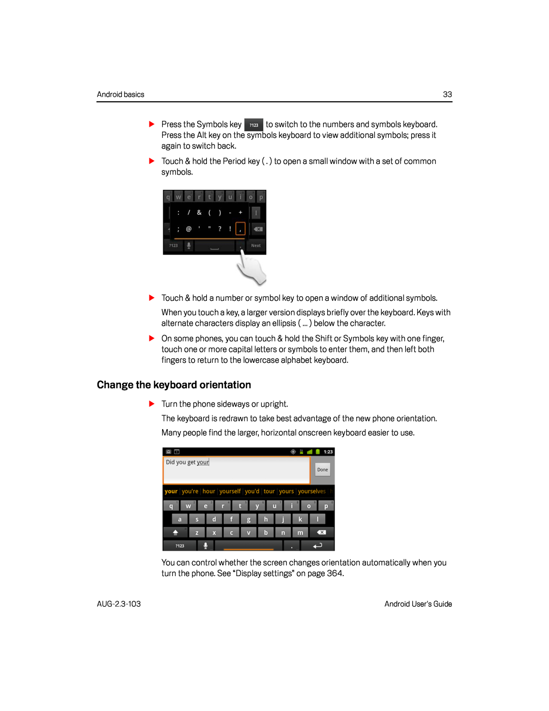 Change the keyboard orientation Google Nexus S AT&T