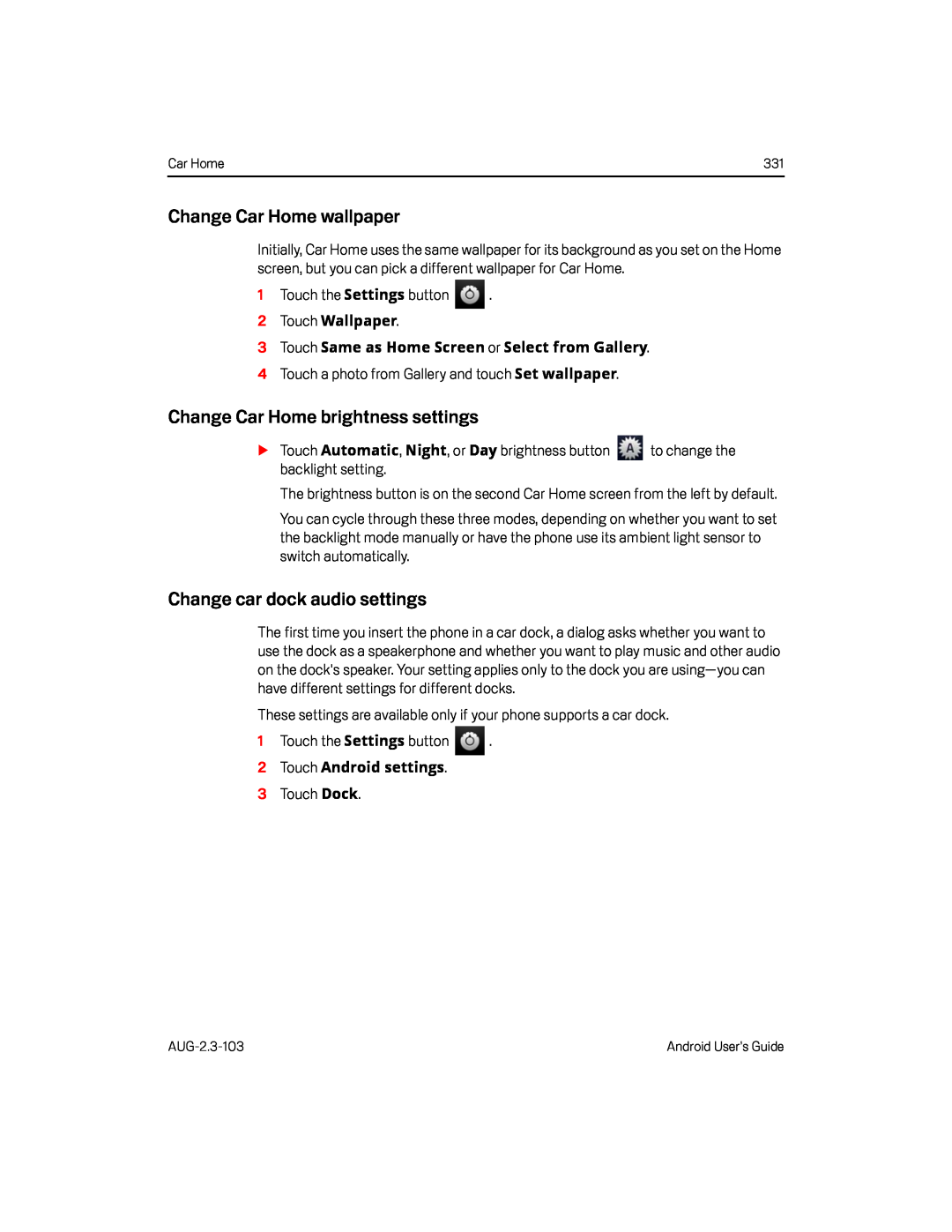 Change car dock audio settings Google Nexus S AT&T