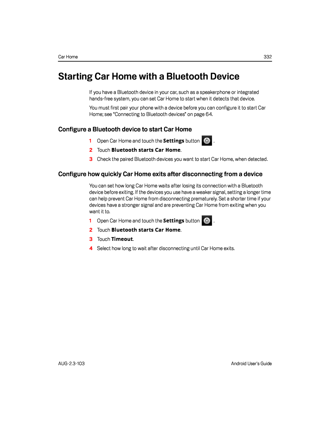 Configure a Bluetooth device to start Car Home Google Nexus S AT&T