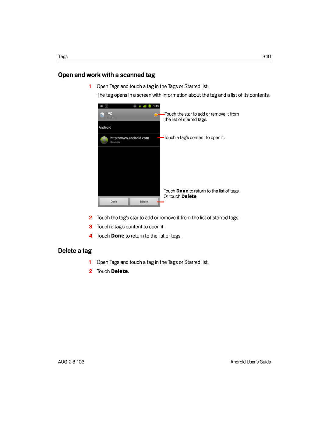 Open and work with a scanned tag Google Nexus S AT&T