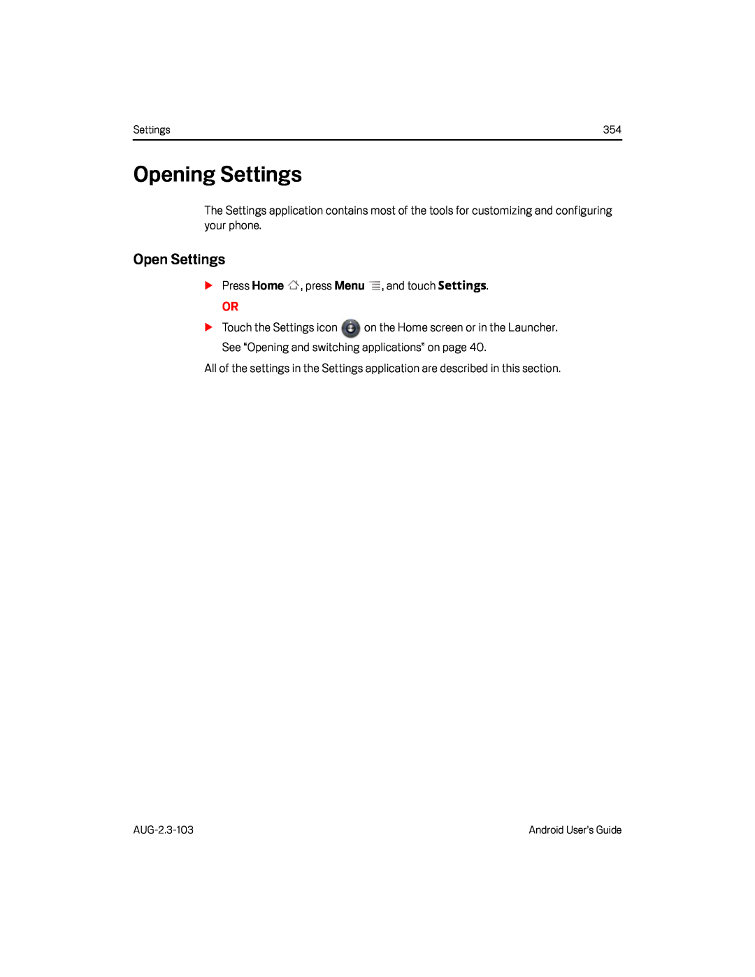 Open Settings Google Nexus S AT&T