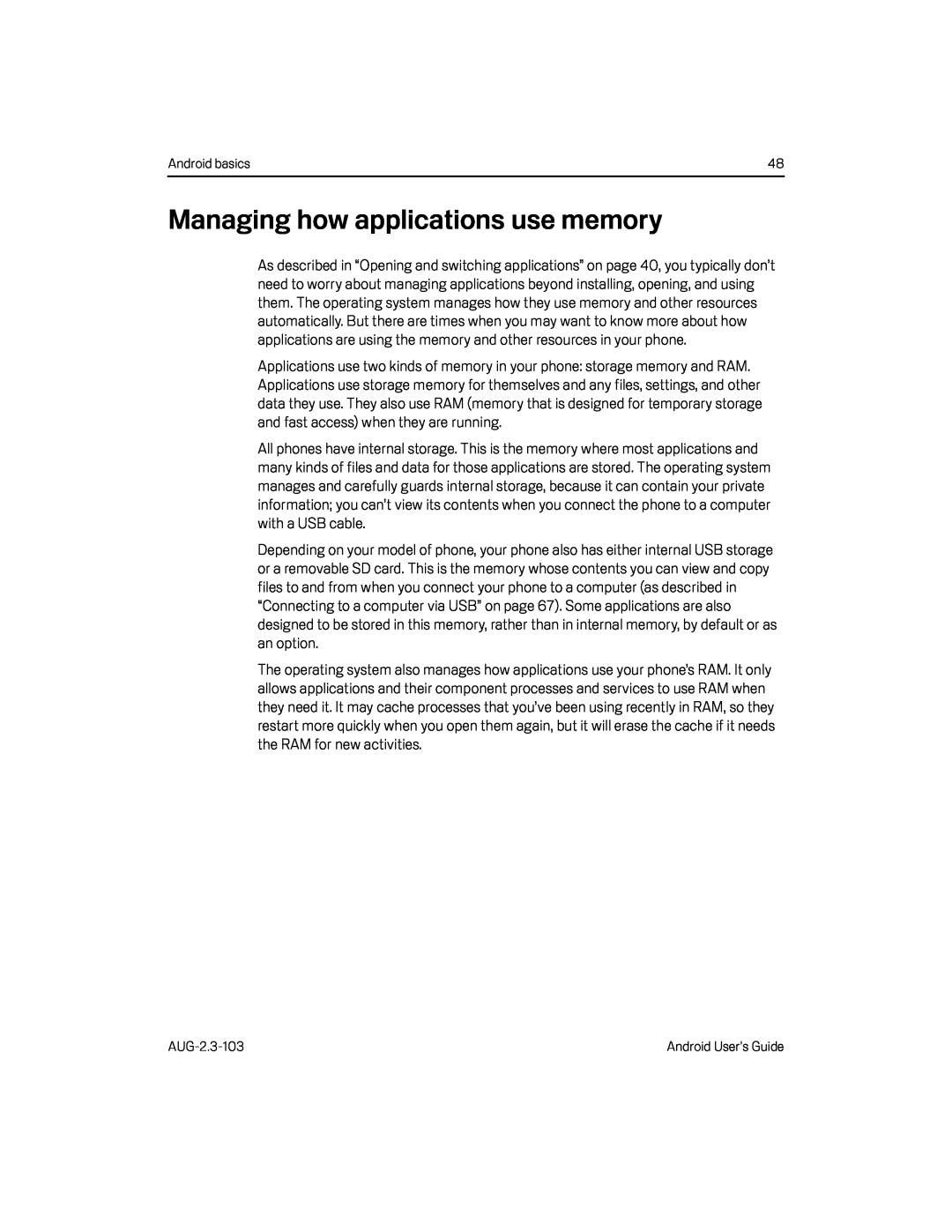 Managing how applications use memory Google Nexus S AT&T