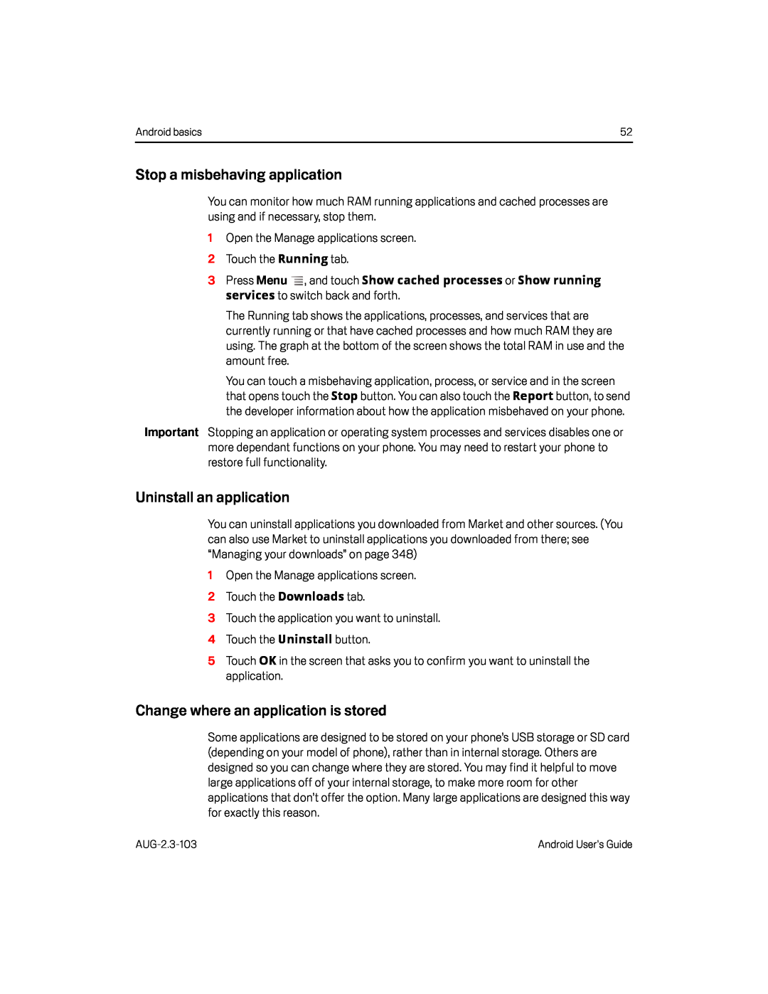 Change where an application is stored Google Nexus S AT&T