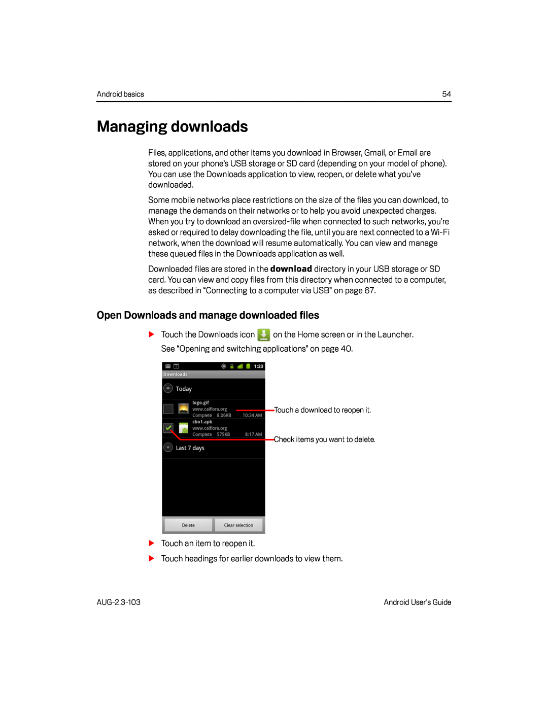 Open Downloads and manage downloaded files Google Nexus S AT&T