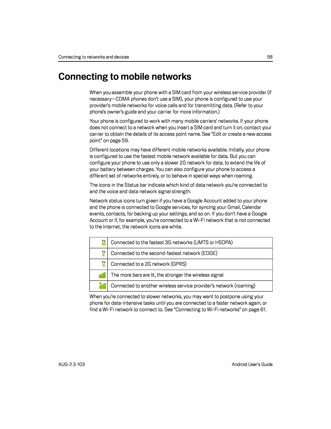 Connecting to mobile networks Google Nexus S AT&T