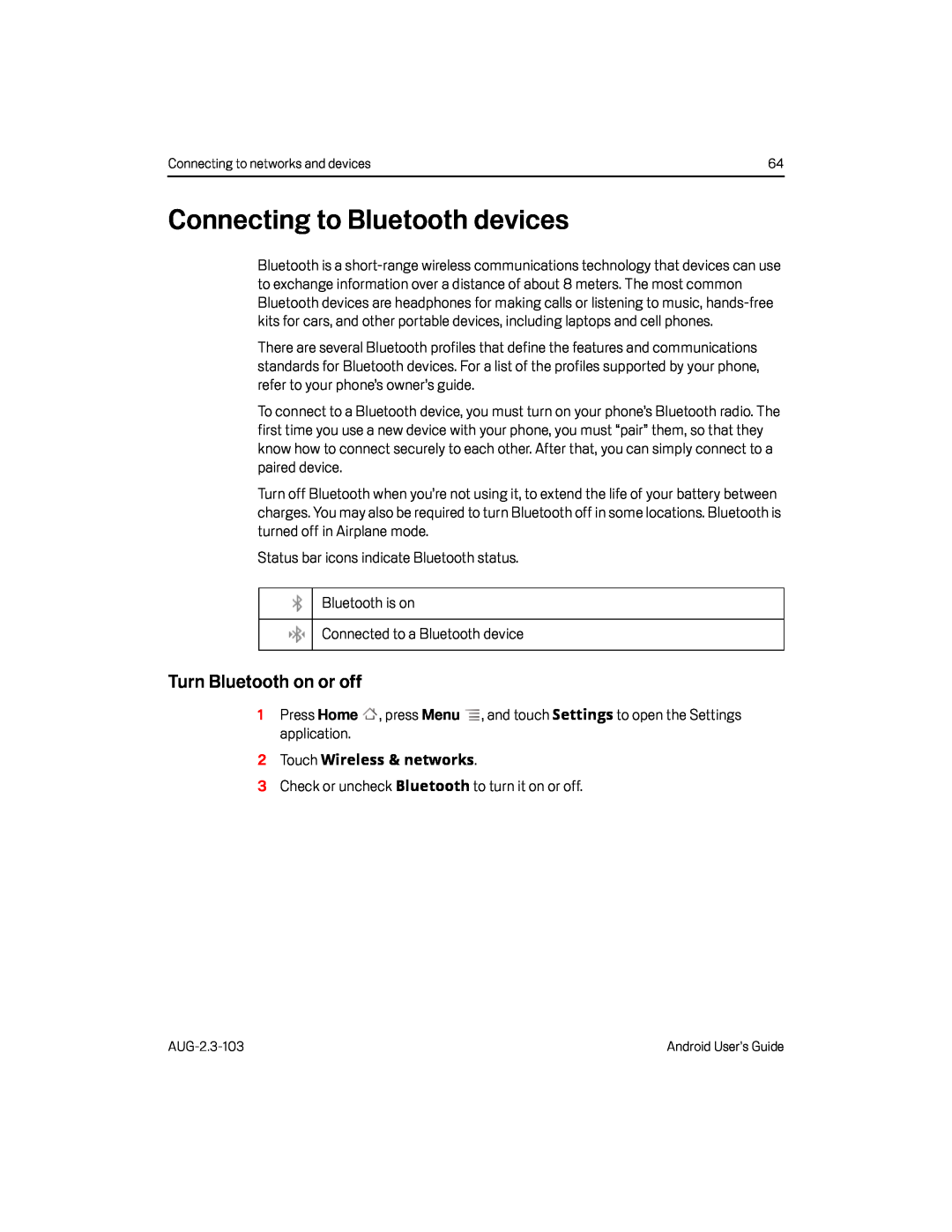 Turn Bluetooth on or off Google Nexus S AT&T